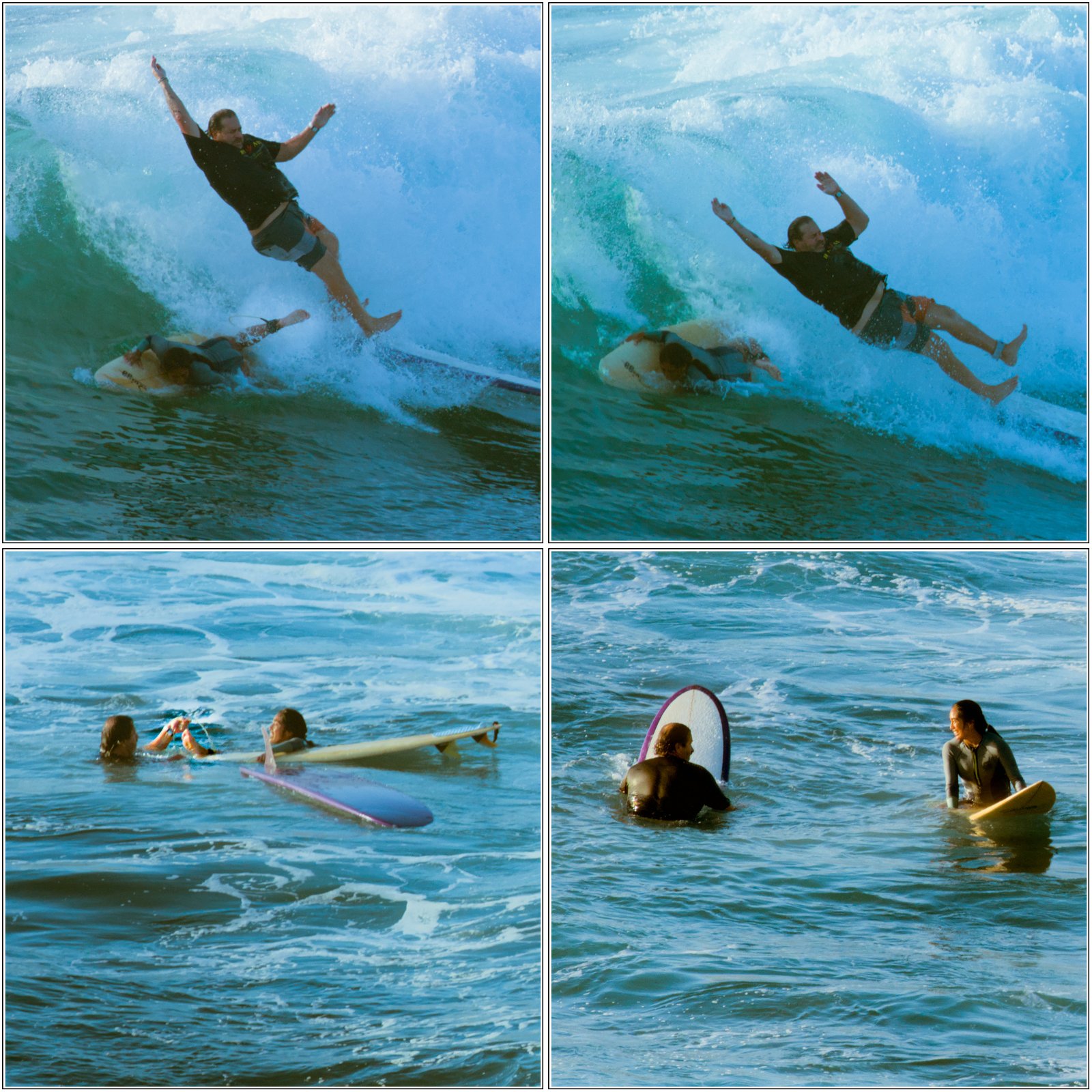 Surfer leash accident